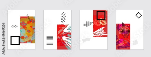 Set of artistic abstract universal card templates