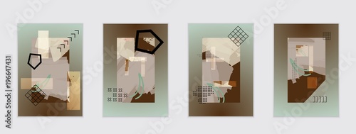 Set of artistic abstract universal card templates