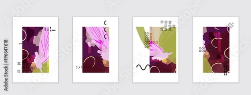 Set of artistic abstract universal card templates