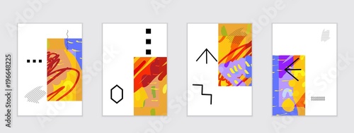 Set of artistic abstract universal card templates