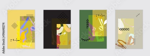 Set of artistic abstract universal card templates