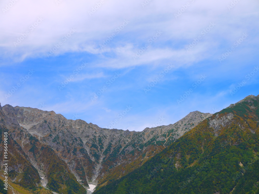 上高地　穂高連峰。長野　日本。９月下旬。
