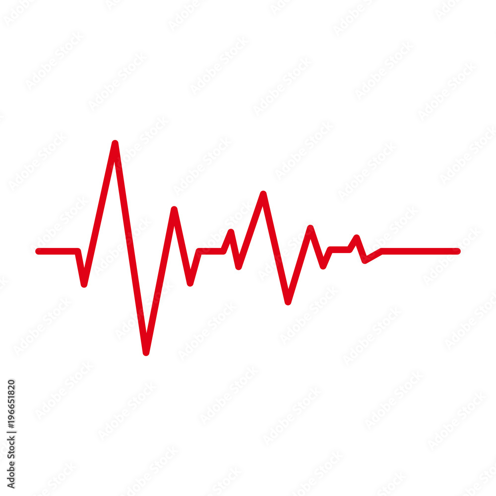 Heart pulse red line cardiogram vector isolated icons on white