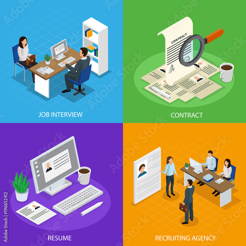 Employment Recruitment Isometric Concept