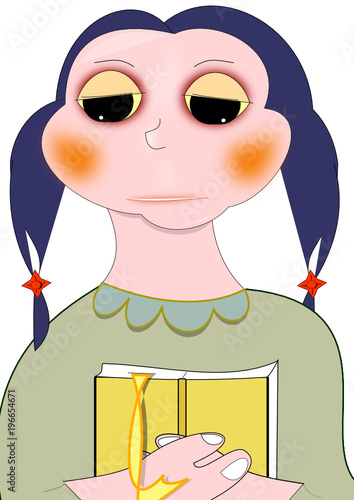 Niña con trenzas inmersa en la lectura de un apasionante libro. 