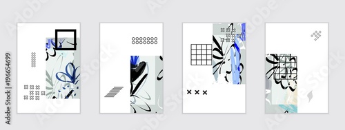 Set of artistic abstract universal card templates