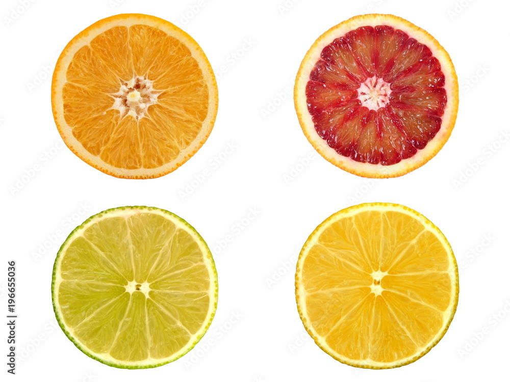 group of lemon lime and orange isolated on white background group of lemon lime and orange isolated on white background