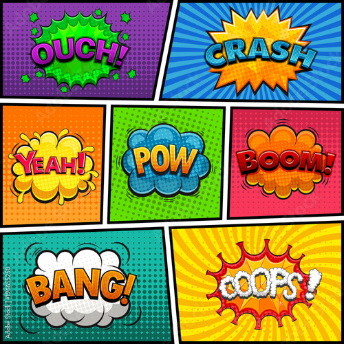 Comic speech bubbles background divided by lines vector

