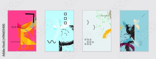 Set of artistic abstract universal card templates