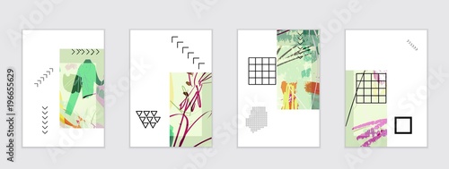Set of artistic abstract universal card templates