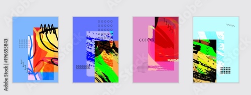 Set of artistic abstract universal card templates