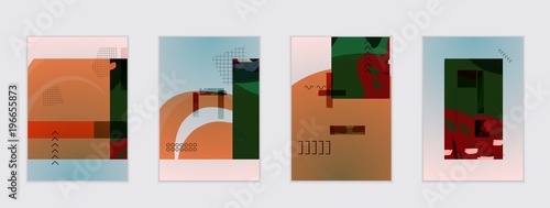 Set of artistic abstract universal card templates