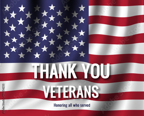 Veterans day illustration. Thank you veterans. Vector american flag