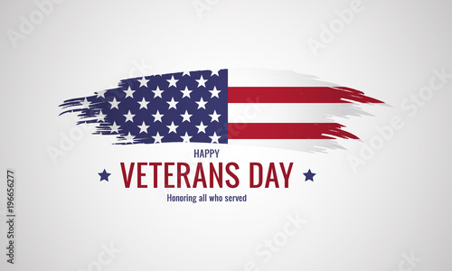 Happy Veterans day with grunge american flag. Vector illustration