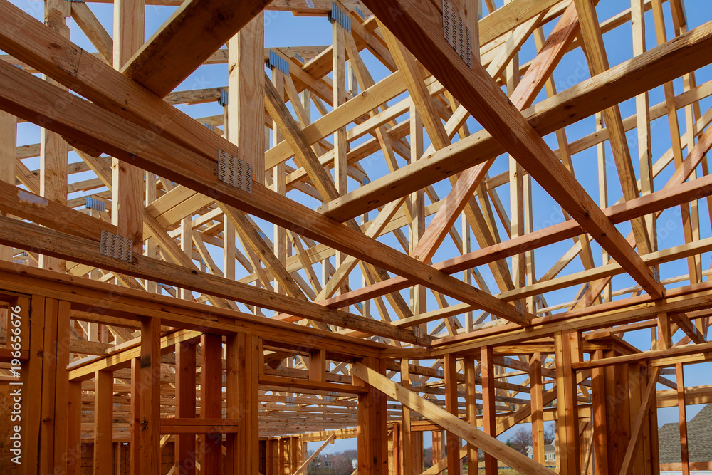 New construction of a house Framed New Construction of a House Building New construction of a house Framed New Construction of a House Building