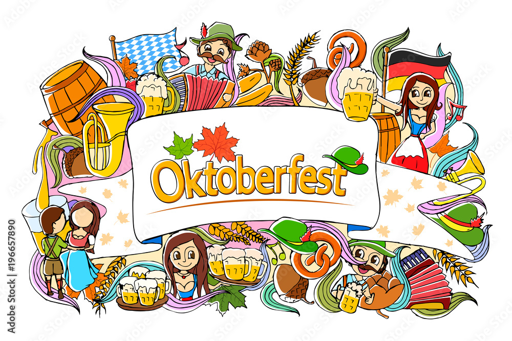 Doodle of Oktoberfest holiday festival celebration