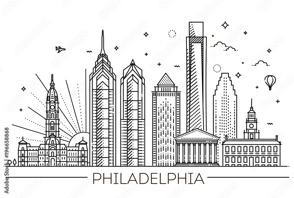 Philadelphia. Pennsylvania USA. Skyline with panorama