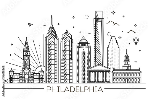 Fényképezés Philadelphia. Pennsylvania USA. Skyline with panorama