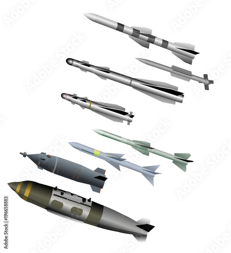 Rocket fighting set vector illustration isolated on white background