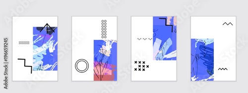 Set of artistic abstract universal card templates