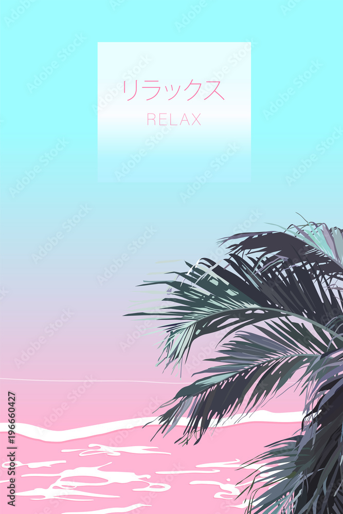 Naklejka premium pastel colorful palm background