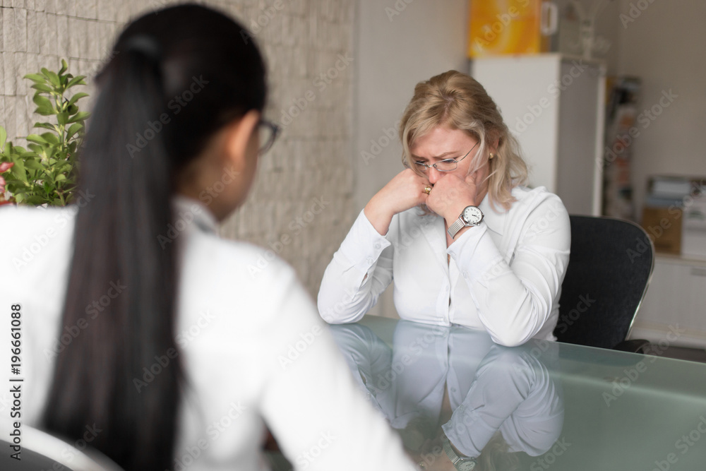 Sad job applicant failure on interview in office Sad job applicant failure on interview in office