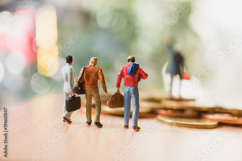 Miniature people, businessman on travel using as global business and travel - Vintage filter