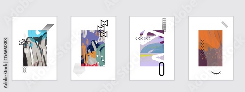 Set of artistic abstract universal card templates