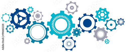 Linked Cogwheels Design - Vector Illustration