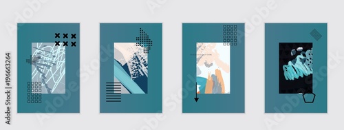 Set of artistic abstract universal card templates