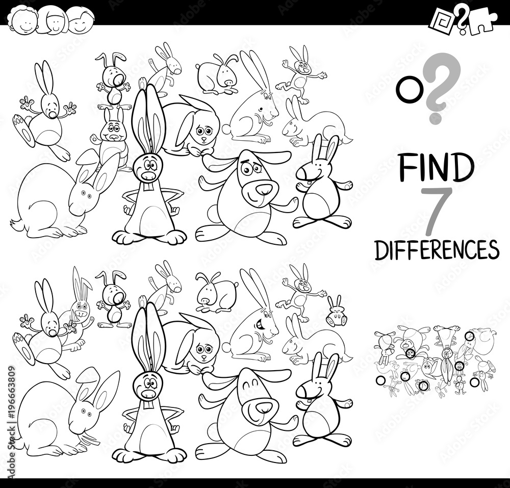 differences game with rabbits coloring book differences game with rabbits coloring book