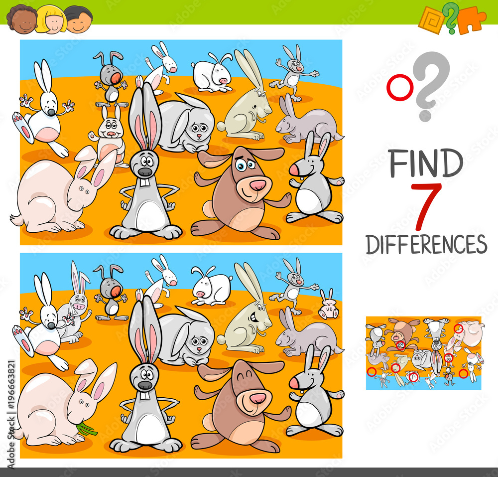 Fototapeta premium find differences with rabbits animal characters