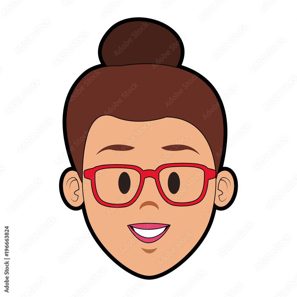 Young woman face cartoon vector illustration graphic design