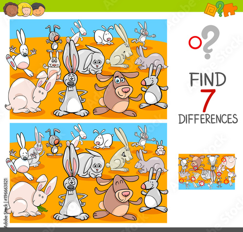 find differences with rabbits animal characters