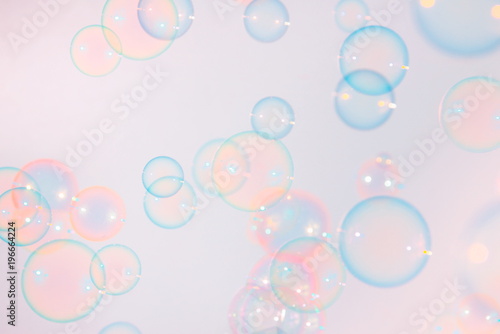 Abstract colorful soap bubbles flaoting background