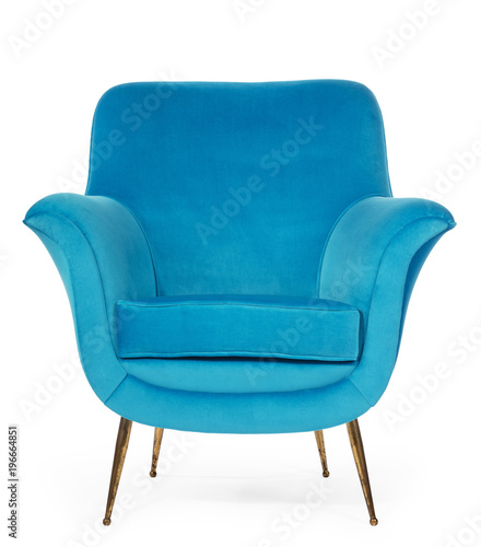 Old retro sixties style chair in blue photo