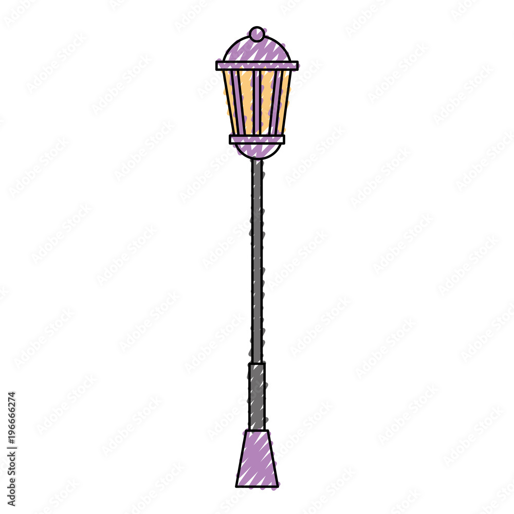 vintage lamp post street light vector illustration drawing color image
