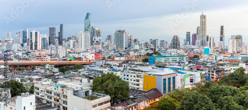 Bangkok Skyline Sunset Panorama