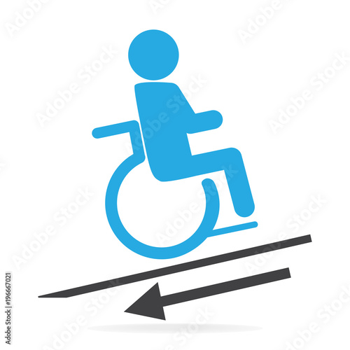 Wheelchair slope way sign icon