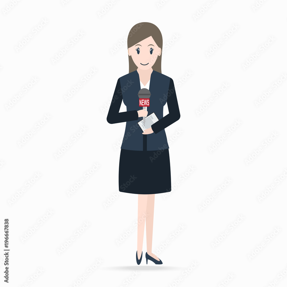 Women with hand holding microphone icon, journalist concept Women with hand holding microphone icon, journalist concept