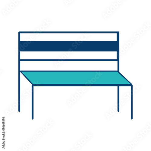 wooden bench furniture park decoration vector illustration blue and green image