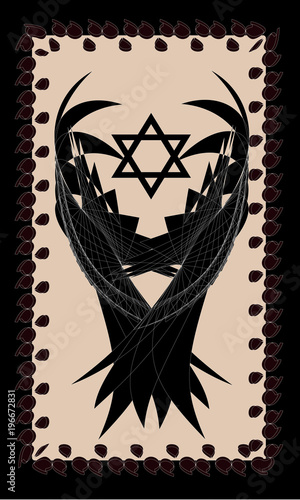 Tarot cards - back design.  Hexagram wings