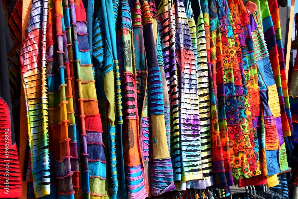 Colourful clothes hanging abstract texture background Colourful clothes hanging abstract texture background