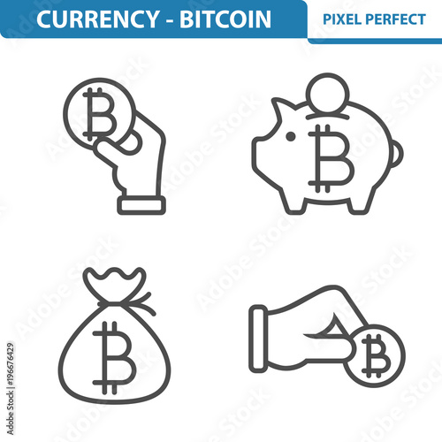 Bitcoin Icons. Professional, pixel perfect icons depicting various Bitcoin concepts. EPS 8 format.