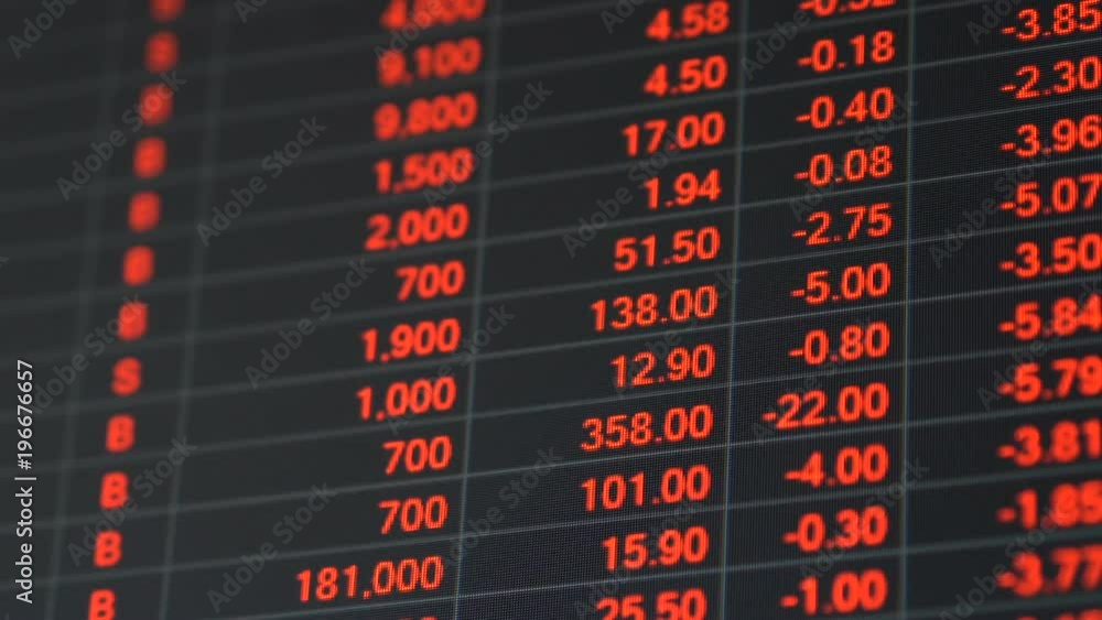 Economic crisis - Red stock market price board chart showing economic ...