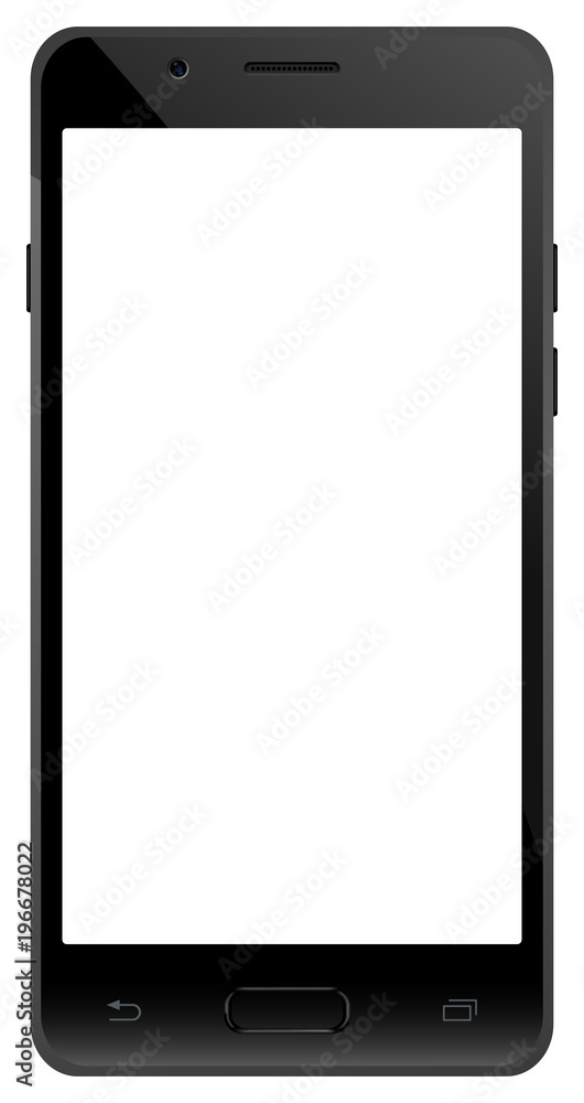 Smartphone black color with blank screen mockup. Front view of modern design android multimedia mobile phone with empty copy space. Smartphone black color with blank screen mockup. Front view of modern design android multimedia mobile phone with empty copy space.