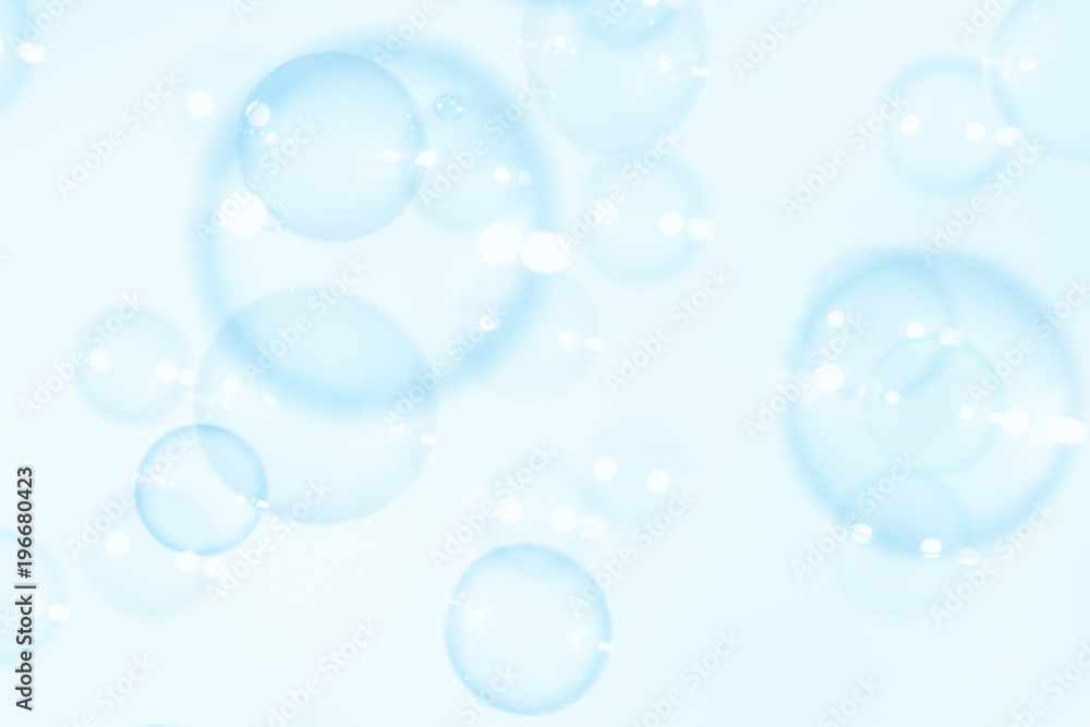 blue soap bubbles float background.