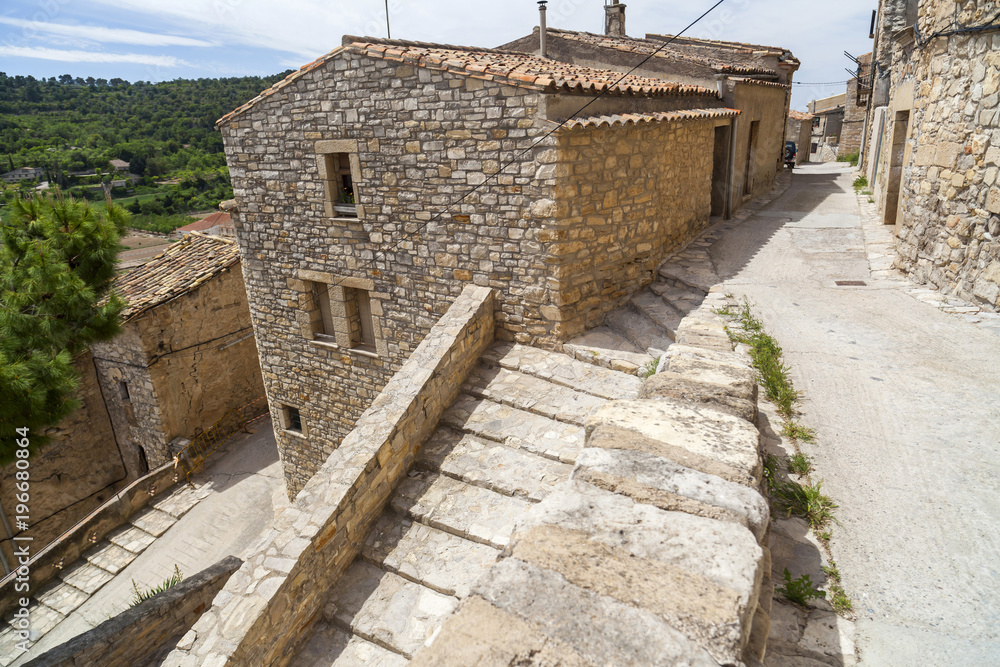Old street view, medieval village of Guimera, Province Lleida, Catalonia, Spain. Old street view, medieval village of Guimera, Province Lleida, Catalonia, Spain.