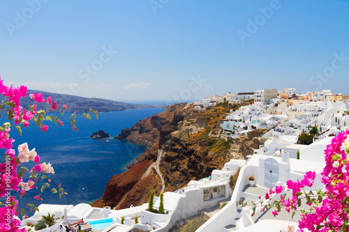 Oia, traditional greek village and Aegan sea, Greece