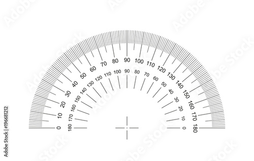 Protractor. Protractor grid for measuring degrees. Tilt angle meter. Measuring tool. AI10